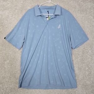 Swannies Mens Stretch Polo Shirt Size 2XL Blue Golf Logo‎ Animal Print Active